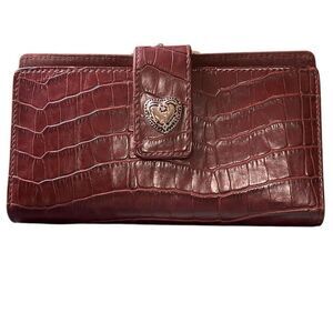 Hato Hasi Vintage Croc Embossed Faux Leather Brownish Red Women’s Wallet